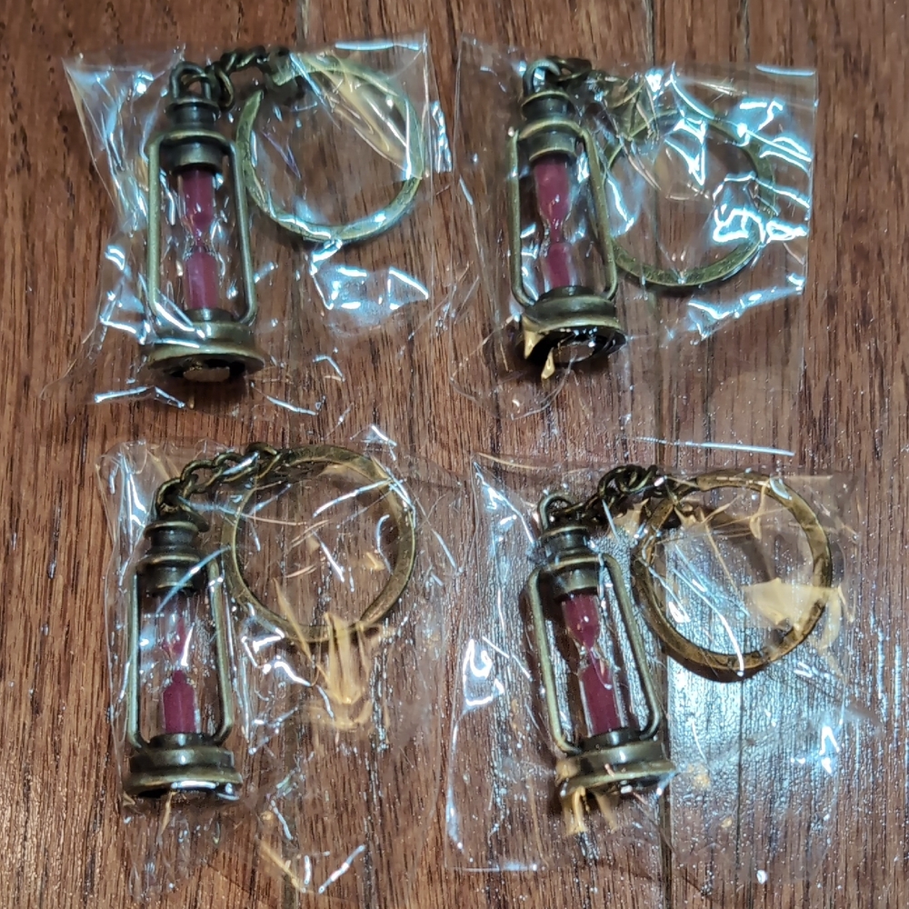 Hourglass Keychain 4pcs Sand Timer Key Chains Vintage Hourglass New
